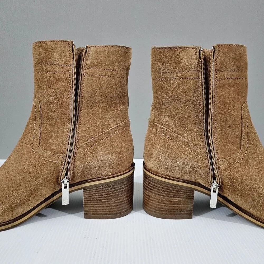 Aquatalia Bellamy Ankle Boot Womens 9.5 Brown Suede Water Resistant Designer NEW